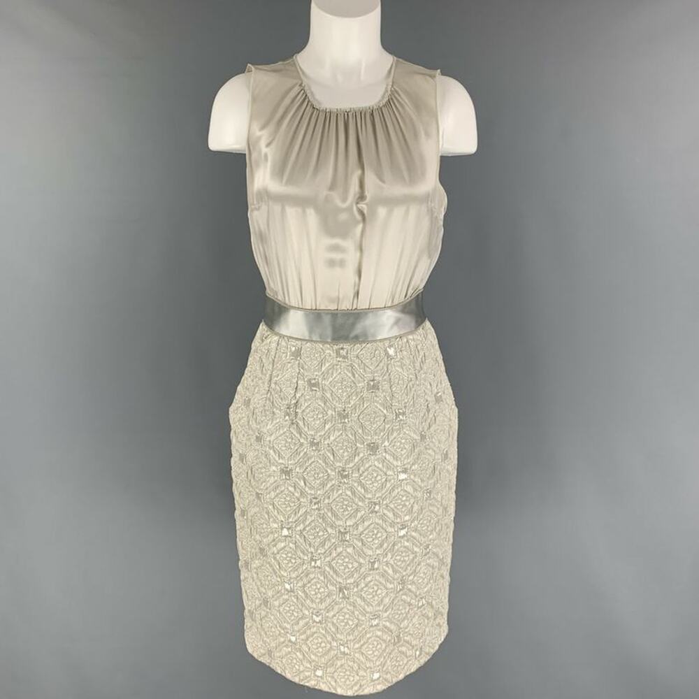 DOLCE & GABBANA Size 4 Silver Silk Blend Sleeveless Cocktail Dress